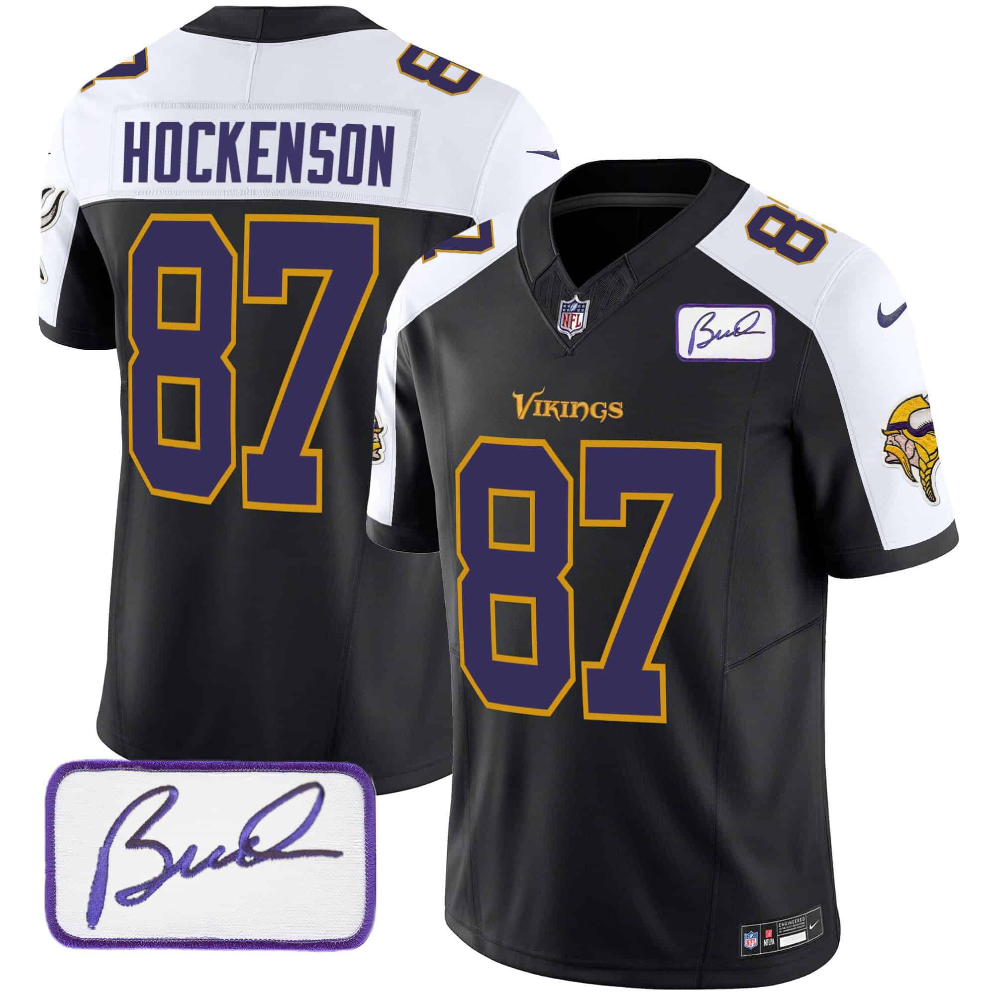 Men Minnesota Vikings 87 Hockenson Black 2024 Nike Bud Grant Patch Classic Limited NFL Jersey style 2